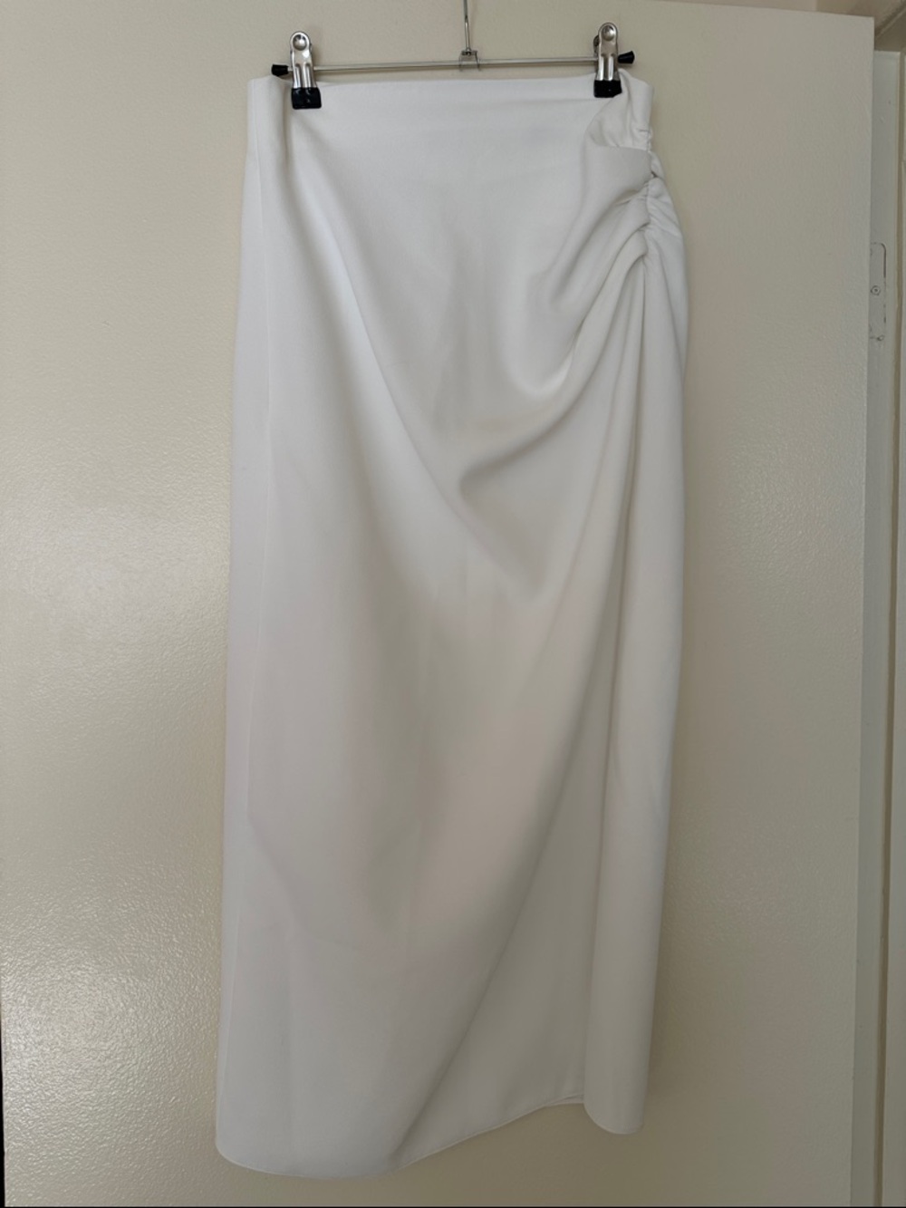 Zara White Maxi Skirt with Side Drape